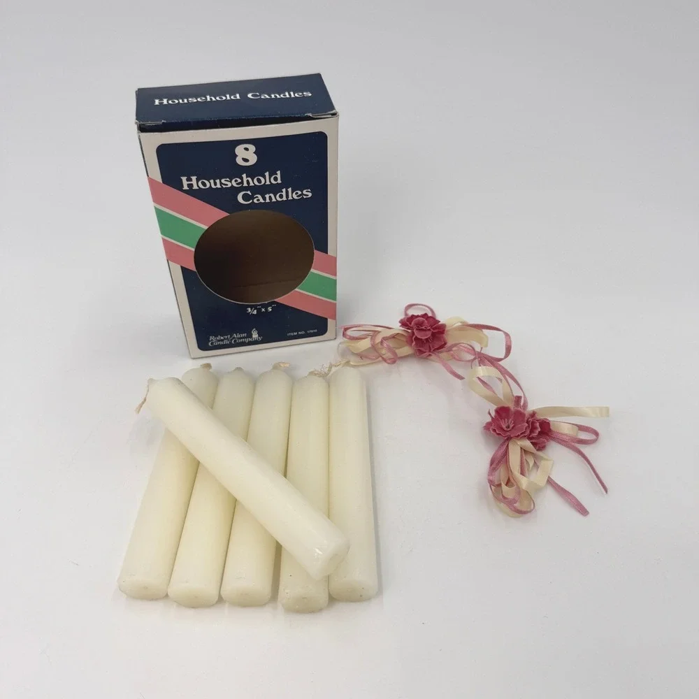 Robert Alan Candle Company‎ Vintage Cream Household Taper Candles Set of 6
